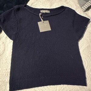 Marled Dark Blue Women's Crew Neck Sweater